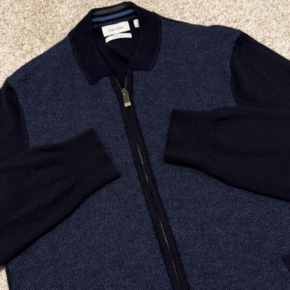 Vintage Calvin Klein Italian Yarn‎ Zip Cardigan | Wool Blend | Large